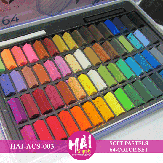 HA Shi (64 Colors) Non Toxic Soft Pastels Set for Professional - Square Chalk Pastel Assorted Colors